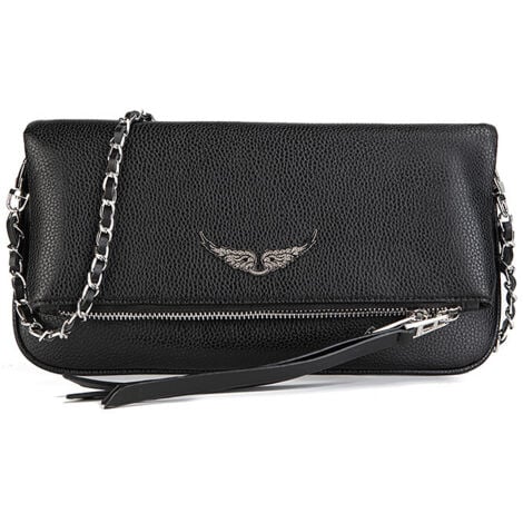 COOCHEER de hombro de piel Wings Bag, bolso de mano con cadena, bolso de hombro de moda - Negro