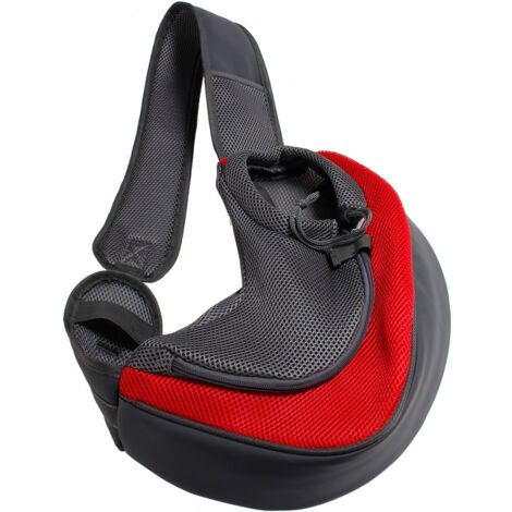 Bolso de hombro portátil para mascotas, mochila de malla transpirable para viajes al aire libre, bolsa de transporte para perros y gatos (rojo)