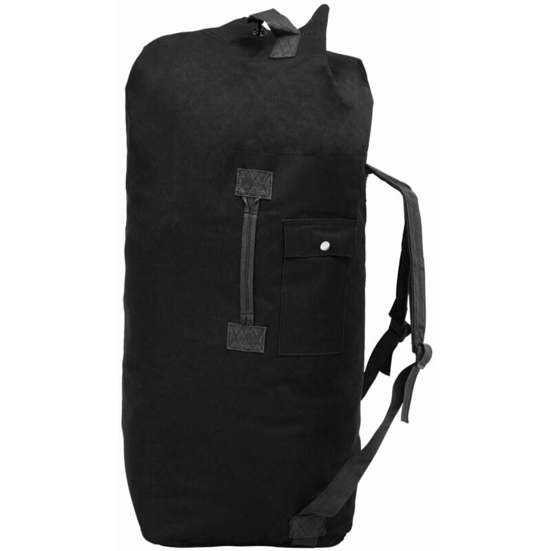 

vidaXL Bolso de lona estilo militar 85 L negro - Negro