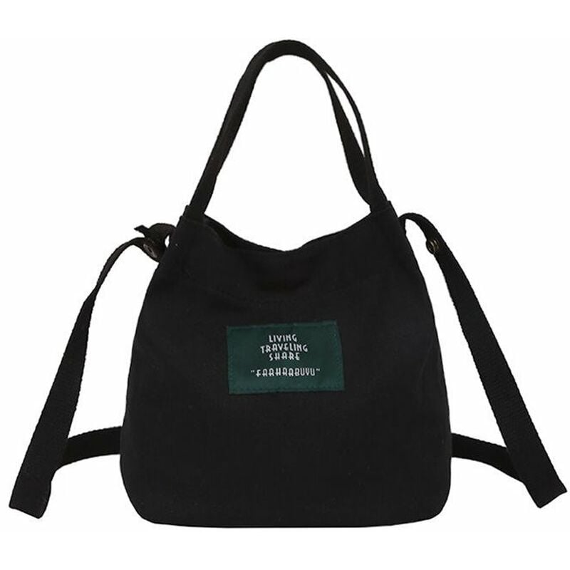 

bolso de mensajero de lona de hombro casual, mini bolso femenino, pequeno bolso de cubo Sen fresco,negro