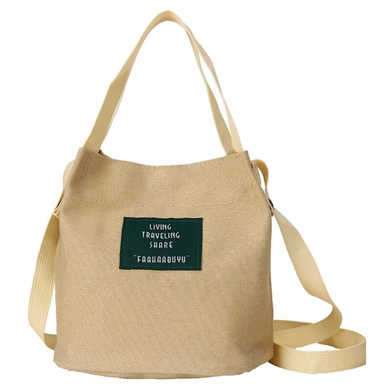 

bolso de mensajero de lona de hombro casual, mini bolso femenino, pequeno bolso de cubo Sen fresco,Caqui