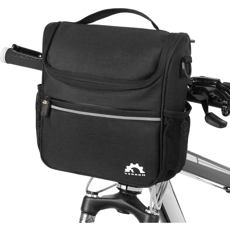 

Bolso delantero y bandolera de bicicleta dos en uno impermeable y con aislamiento termico, negro