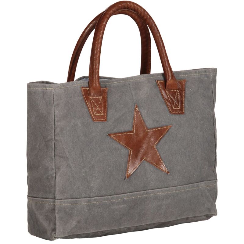 

Bolso estilo shopper gris oscuro 32x10x37,5cm lona y cuero real