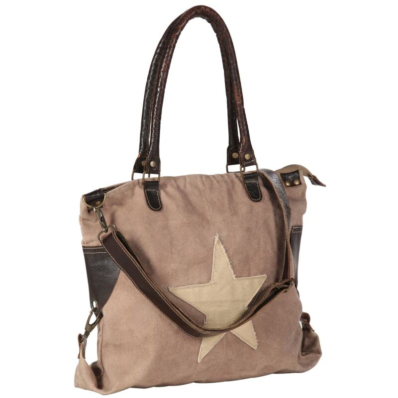 

Bh Design - Bolso estilo shopper marrón 41x63 cm lona y cuero real