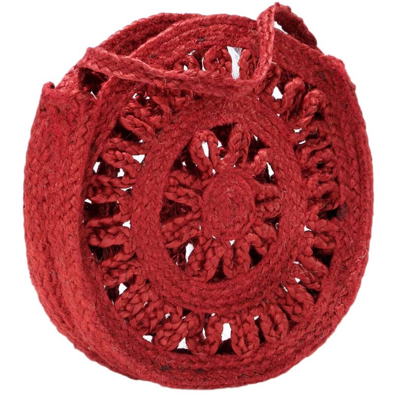 

BHD - Bolso redondo y hueco hecho a mano de yute rojo óxido