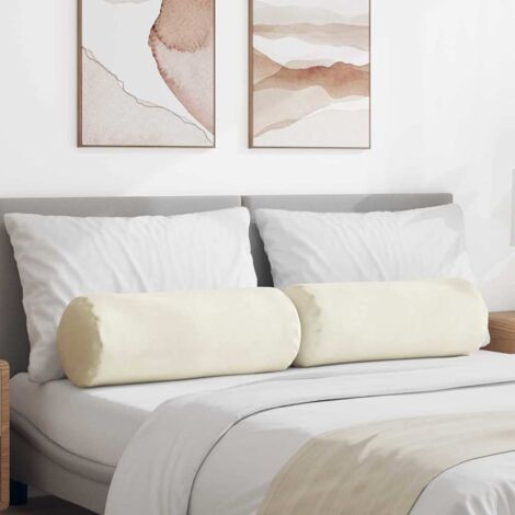 Bolsterkissen 2 Stück Creme Ø 25 x 70 cm Cordstoff vidaXL