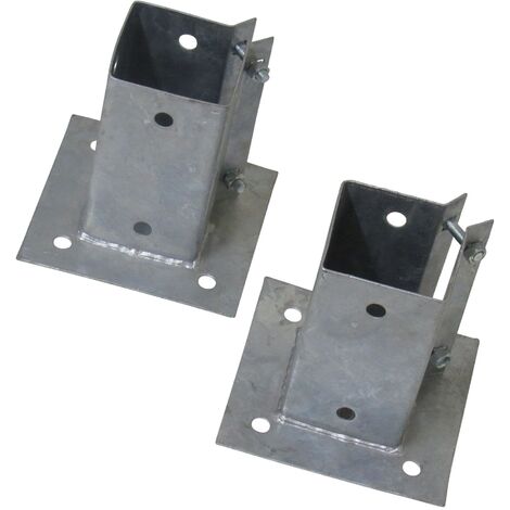 Bolt Down Fence Post Support 100MM Bolt Grip X2 (Galvanised Fencing Base Shoe Foot)
