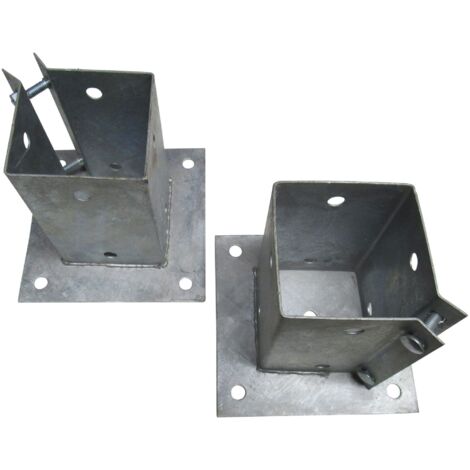 Bolt Down Fence Post Supports 6" X2 Galvanised (Bolt Grip Fencing Shoe)