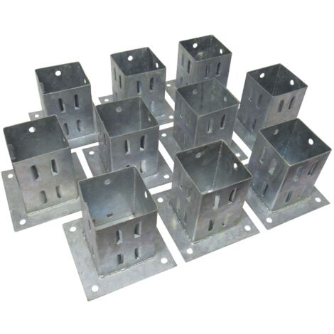 Bolt Down Fence Post Supports 75MM Wedge Grip x10 (Galvanised Fencing Base Shoe Foot)