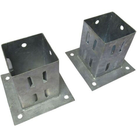 Bolt Down Fence Post Supports 75MM Wedge Grip x2 (Galvanised Fencing Base Shoe Foot)