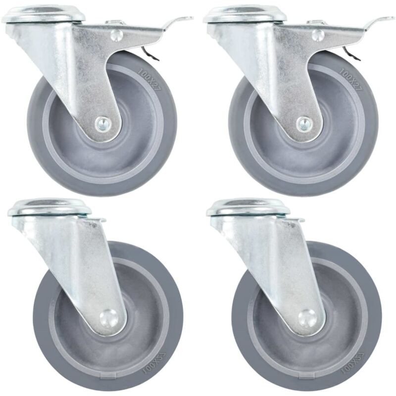 Bolt Hole Swivel Casters 4 Pcs 100 Mm Vidaxl