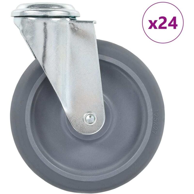 24 pcs Bolt Hole Swivel Casters 125 mm vidaXL