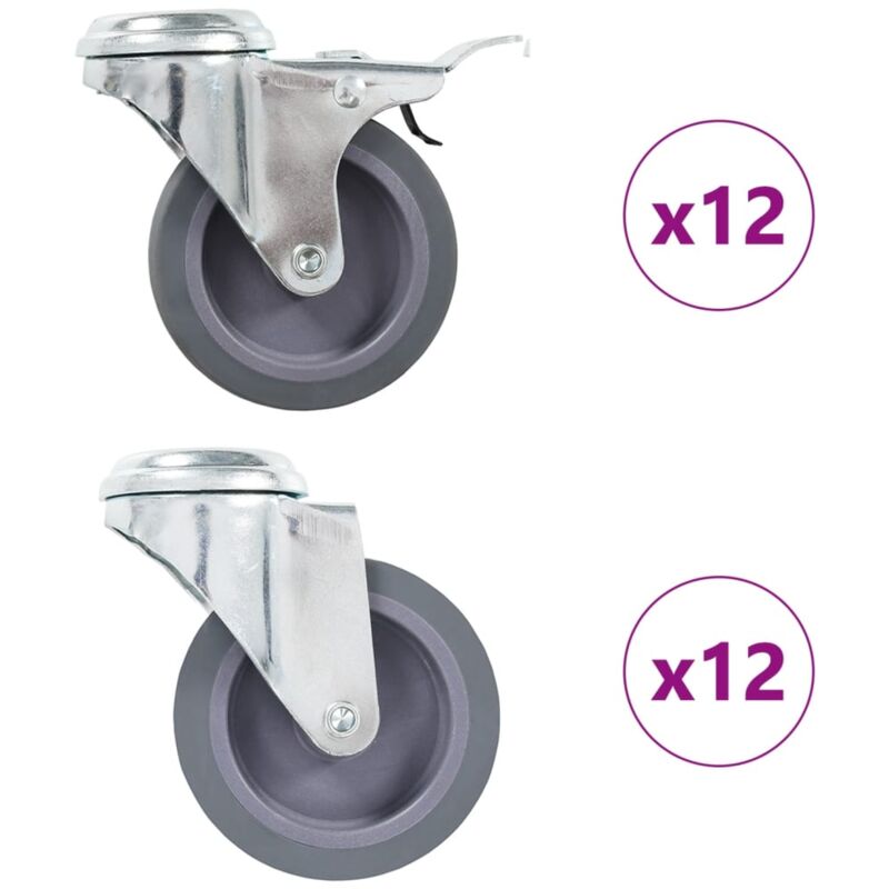 24 pcs Bolt Hole Swivel Casters 75 mm vidaXL