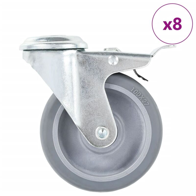 8 Pcs Bolt Hole Swivel Casters 100 Mm Vidaxl