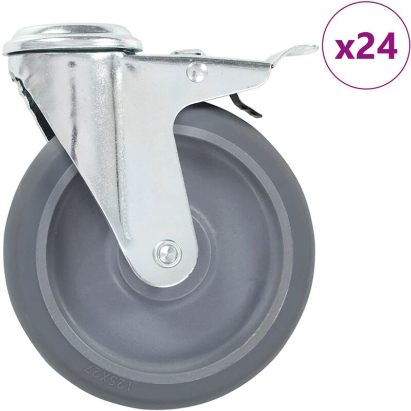 24 pcs Bolt Hole Swivel Casters 125 mm vidaXL