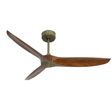 KLASSFAN Bolt laiton , Ventilateur déstratificateur d'air, pales bois laquées sombres 132 Cm, moteur laiton sans lumière .