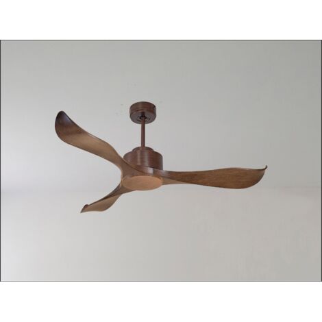 Bolt, Ventilateur déstratificateur d'air, pales bois sombre 132Cm, moteur chromé, 100 % efficace hiver/été avec lampe.