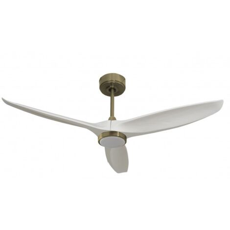 Bolt, Ventilateur déstratificateur d'air, pales laquées blanches 132Cm, moteur laiton, 100 % efficace hiver/été avec lampe.
