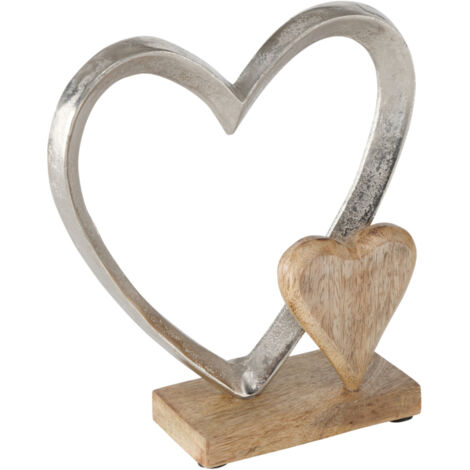 Boltze cuore decorativo Carolyn stand (in legno, per decorazione/idea regalo per compleanni e matrimoni, figura a cuore 18x7,5x22 cm, decorazione da tavolo) 2002881