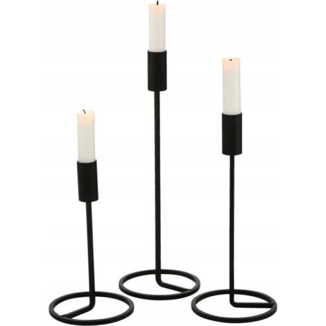 Boltze Fio candelabros metal negro set de 3 alturas variadas