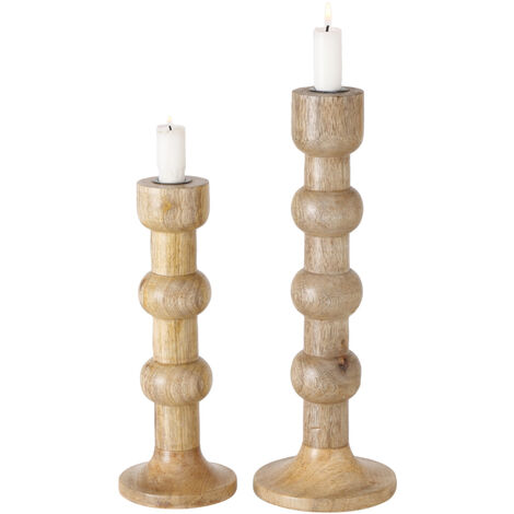 Boltze Kerzenständer Bubbles 2-tlg Set Kerzenhalter aus Holz stilvolles Design