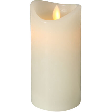 Boltze LED-Kerze Bino 7,5 cm, Höhe 15 cm, Farbe cremeweiß, Timer