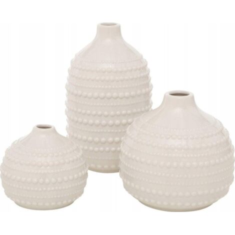Boltze Meruna Set de 3 jarrones decorativos blanco porcelana