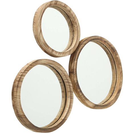 Boltze Spiegel Set Jones 3-teilig runde Wandspiegel, Rahmen aus Holz, ÃƒÆ’¸ 25-35 cm