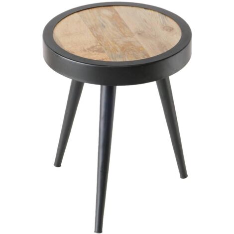 Boltze Stolik ELLIE noir et bois élégant 34,5x34,5 cm