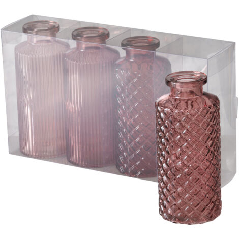 Boltze Vase Panja (4 Teilig, Farbe Dunkelrosa/Hellrosa, Höhe 14 cm) 2031373