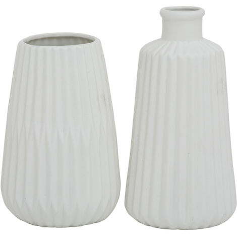 Boltze Vasen Set Esko 2-teilig wei¤ matt, Blumenvasen aus Keramik, ö ca. 8,5 cm
