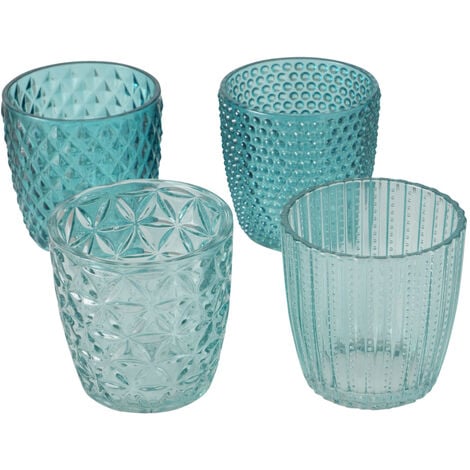 BOLTZE GRUPPE Boltze Windlicht Set Marilu 4-teilig (Blau, Deko-Gläser für Kerzen) 2019848