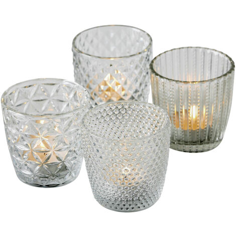 Boltze Windlicht Set Marilu 4-teilig (Transparent, Gläser für Kerzen) 1014419