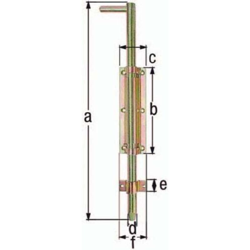 Alberts Verrou à boulon L.400mm l.57mm sta galv. jaune galv. sortie 120mm - 124656 - GAH