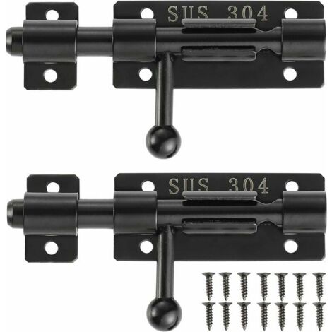 Bolzenriegel mit Schlüsselloch, Schiebetürschlösser aus Edelstahl 304, 4 Zoll, schwarz, 2er-Pack