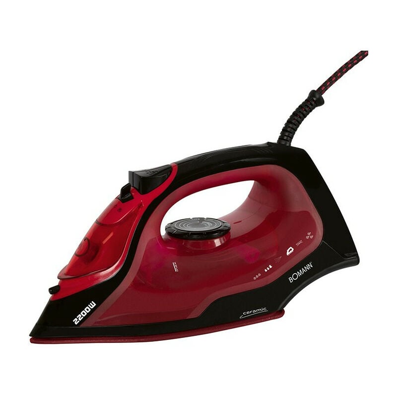 Bomann - Fer à repasser vapeur avec 7 fonctions 2200W db 6035 cb Noir/Rouge