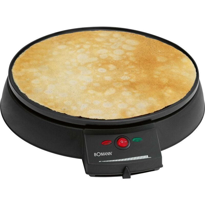 Cm 2221 Crepera, Máquina de Hacer Crepes, Tortitas, Antiadherente, Regulador Temperatura, Plato 29 cm 900W Negro - Negro - Bomann