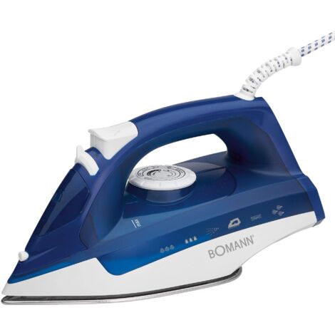 Bomann Dampfbügeleisen Db 6004 CB-Ferro da Stiro a Vapore con 7, Suola Speciale in Acciaio Inox, Regolazione Continua della Temperatura, Funzione autopulente commutabile, Bianco/Blu