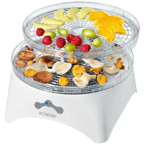 Bomann DR 448 CB Deshidratador Alimentos, 5 Bandejas, 2 Niveles Temperatura, Seca Frutas, Verduras, Carne, sin BPA 300W Blanco - Blanco