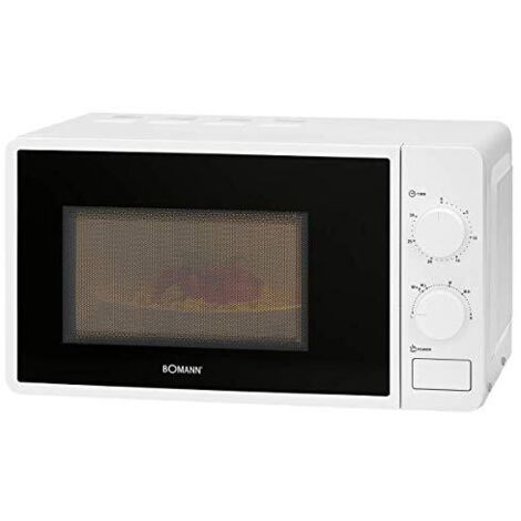 Bomann MW 6014 CB - Forno a microonde, 700 W, 20 l, 6 livelli di potenza, timer da 30 minuti con segnale finale, illuminazione camera da letto, bianco