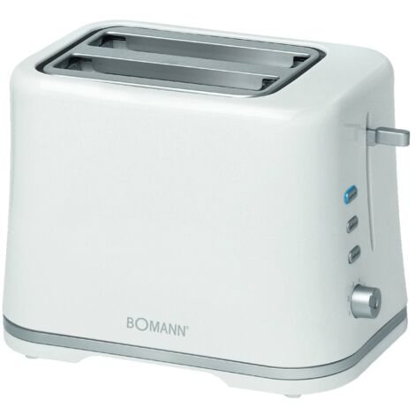 Bomann Toaster TA 1577 CB weiß, zwei breite Schlitze mit Aufsatz, Auftaufunktion