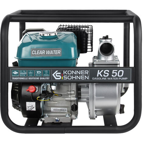 Bomba de agua de gasolina KS 50, 5.5 hp, 500 l / min, 27m de altura, 8 m de profundidad de succión, 50 mm, carcasa de aluminio, consumo eficiente de combustible, bomba de motor para agua pura