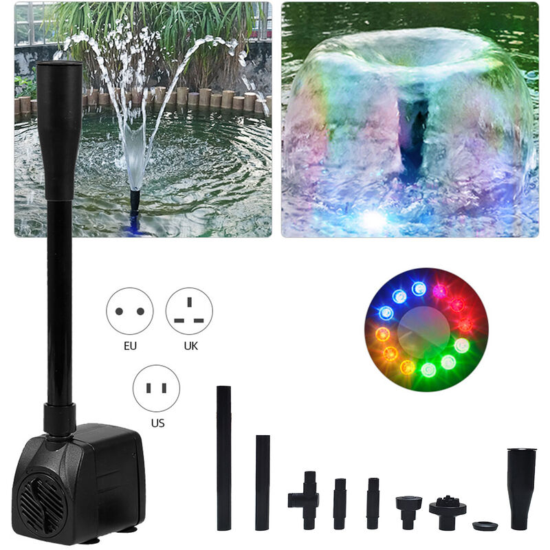 

Bomba de agua para piscina de jardin de acuario, con cabezal de hongo, cabezal de ducha,Enchufe 15W-EU