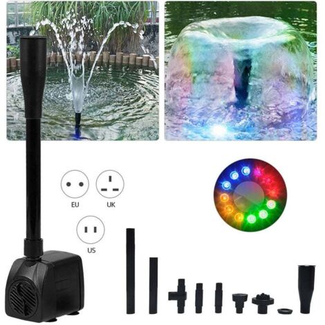 Bomba de agua sumergible con 12 luces LED, 15 W, ultrasilenciosa, IP68, resistente al agua, para acuario y fuente.