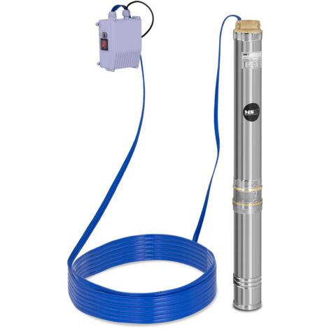 Bomba De Agua Sumergible Para Pozo En Acero Inoxidable 1.100 W Caudal 10.800 L/H - Azul, Plateado