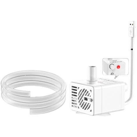 Bomba de agua USB de 5 V con cable de alimentación, minibomba inteligente con sensor de agua para bebederos de mascotas, caudal ajustable (máx. 200 L/H).