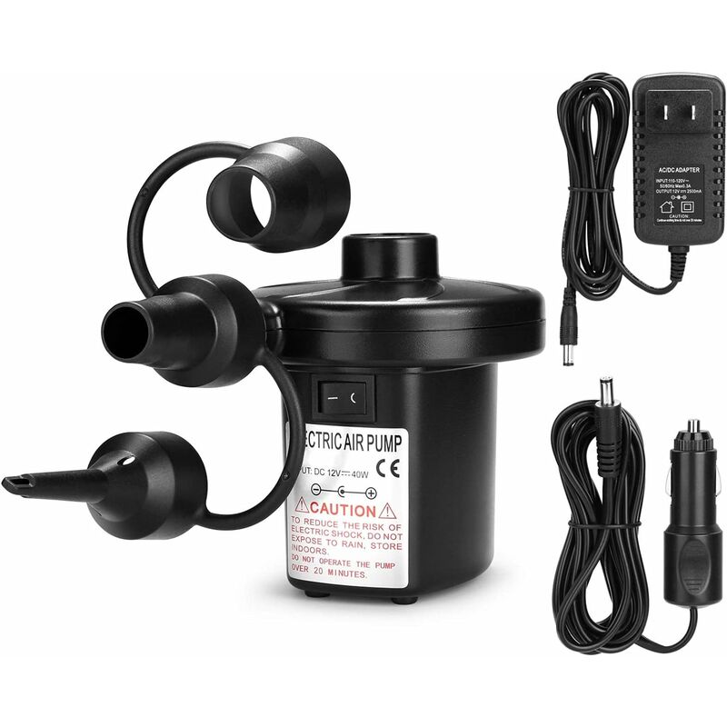 

Abcrital - Bomba de aire eléctrica, bomba de aire portátil AGPtEK de llenado rápido con 3 boquillas, 110 V CA / 12 V CC, bombas de inflado /