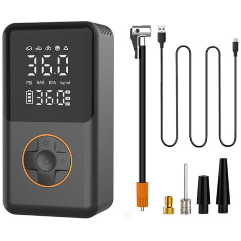 Bomba de aire eléctrica, bomba de aire eléctrica con batería de 10000 mAh, minicompresor portátil de 150 PSI con manómetro, bomba de bicicleta eléctrica con pantalla LCD digital para coche, bicicleta,
