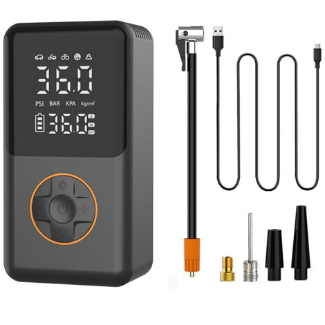 Bomba de aire eléctrica, bomba de aire eléctrica con batería de 10000 mAh, minicompresor portátil de 150 PSI con manómetro, bomba de bicicleta eléctrica con pantalla LCD digital para coche, bicicleta,