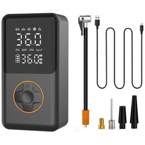 Bomba de aire eléctrica, bomba de aire eléctrica con batería de 10.000 mAh, minicompresor portátil de 150 PSI con manómetro, bomba de bicicleta eléctrica con pantalla LCD digital para coche y biciclet